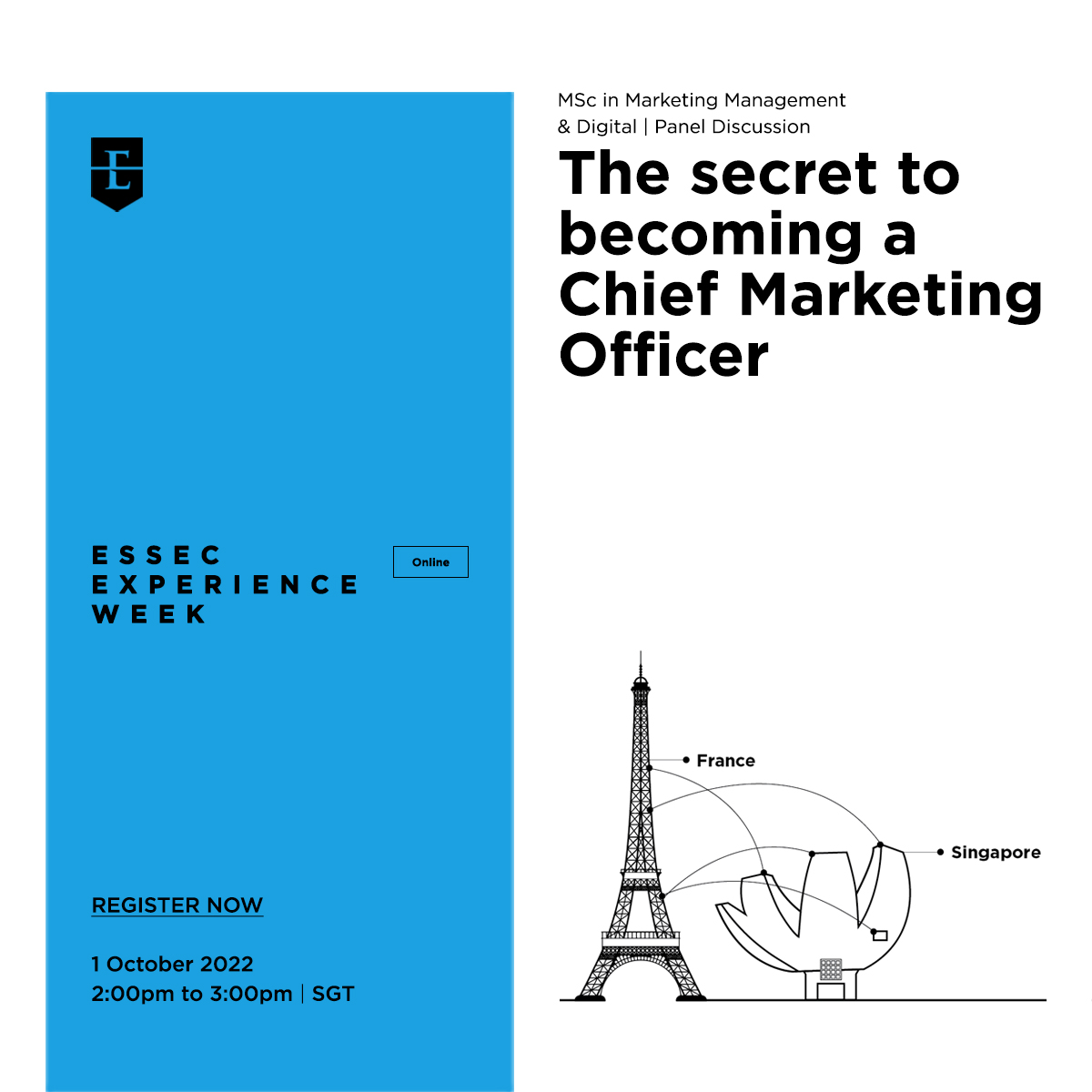 ESSEC_AP's tweet photo. #HappeningNow | “The secret to becoming a Chief Marketing Officer”. Join ESSEC Experience Week’s event taking place now till 3:00pm (GMT+8). Register at https://t.co/nBcuM1jof7
#ESSECExperienceWeek22 #ESSECAPAC #ESSECMBA #ESSECMasters #ESSECExecutive https://t.co/o6gvhOjVff