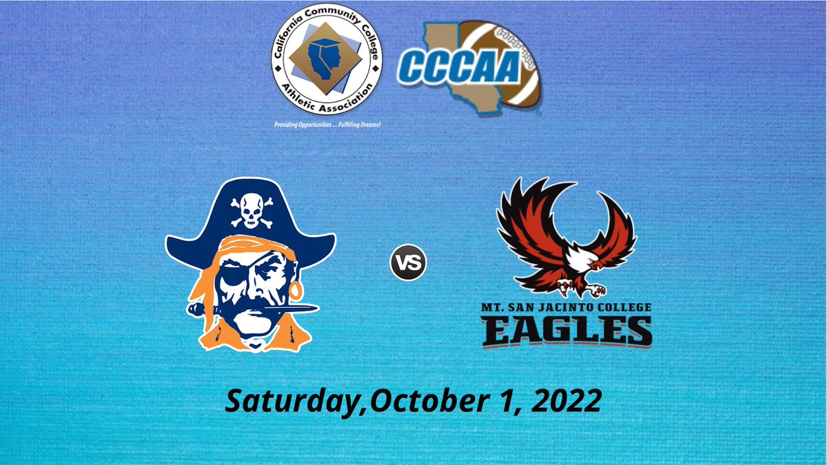 AffiliatedCccaa's tweet photo. Orange Coast vs Mt. San Jacinto | CCCAA Football
🗓 on Saturday, October 1
⏰ 1:00 PM
📺 https://t.co/uJVouZeb47
@MSJCedu @msjcathletics @coach_mo_ @jakehansen_22 @mo92ee @MattWillardII @sbradshaw42a @khamarli @jevindorsey @Tyler_Martin5 https://t.co/datXQrf4Td