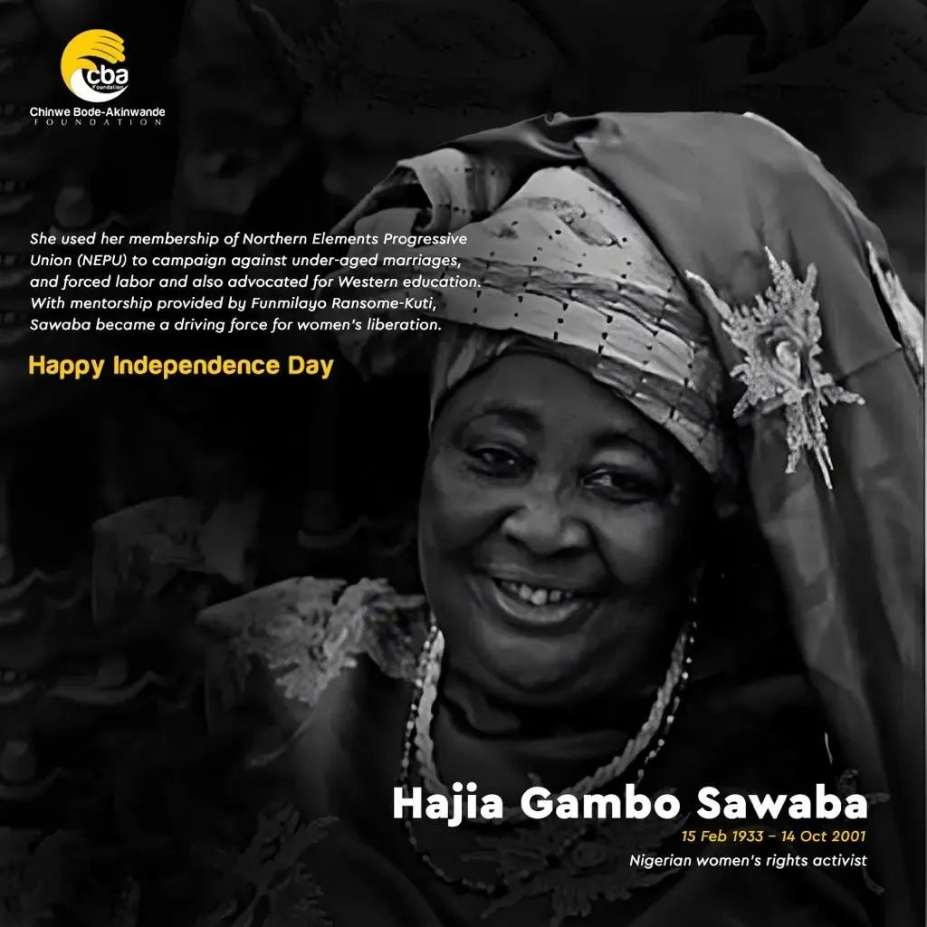 cbodeakinwande's tweet photo. Celebrating the women that negotiated and championed liberation and independence for Nigeria.
Happy Independence Day Nigeria!
#independenceday
#happyindependenceday
#NigeriaAt62
#CBAFoundation
#CareIsAction https://t.co/IrYH59joU2