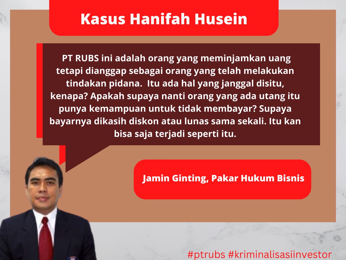 debbie_arysandi's tweet photo. Waduh bahaya jg nih klo bener apa kata pak jamin ginting.. lagian aneh juga masa org yg minjemin duit malah jd tersangka๐
#istrimantanmenteri #ptrubs #HanifahHusein #kriminalisasiinvestor #kriminalisasihanifahhusein #gigolo #Lesti #denise #BEMUI #regidatau https://t.co/ZPmto1Bji1