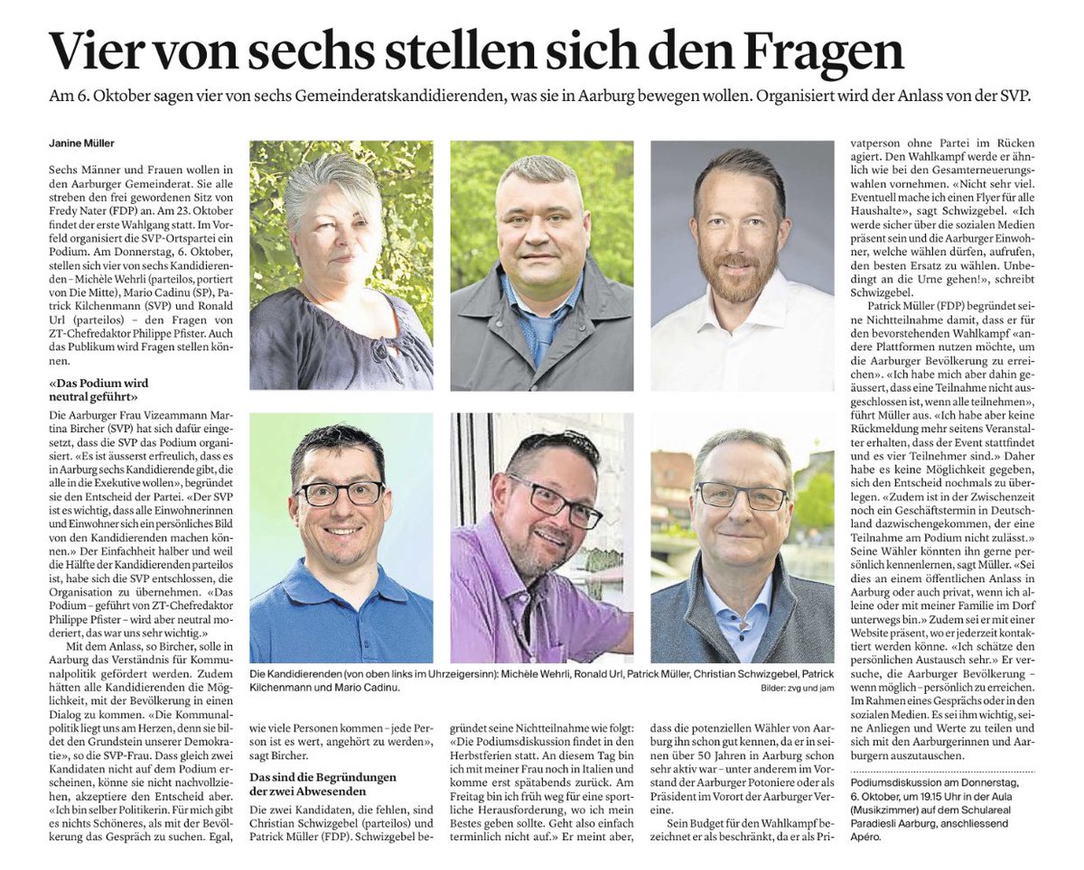 Donnerstag 6.10 um 19.15 Uhr