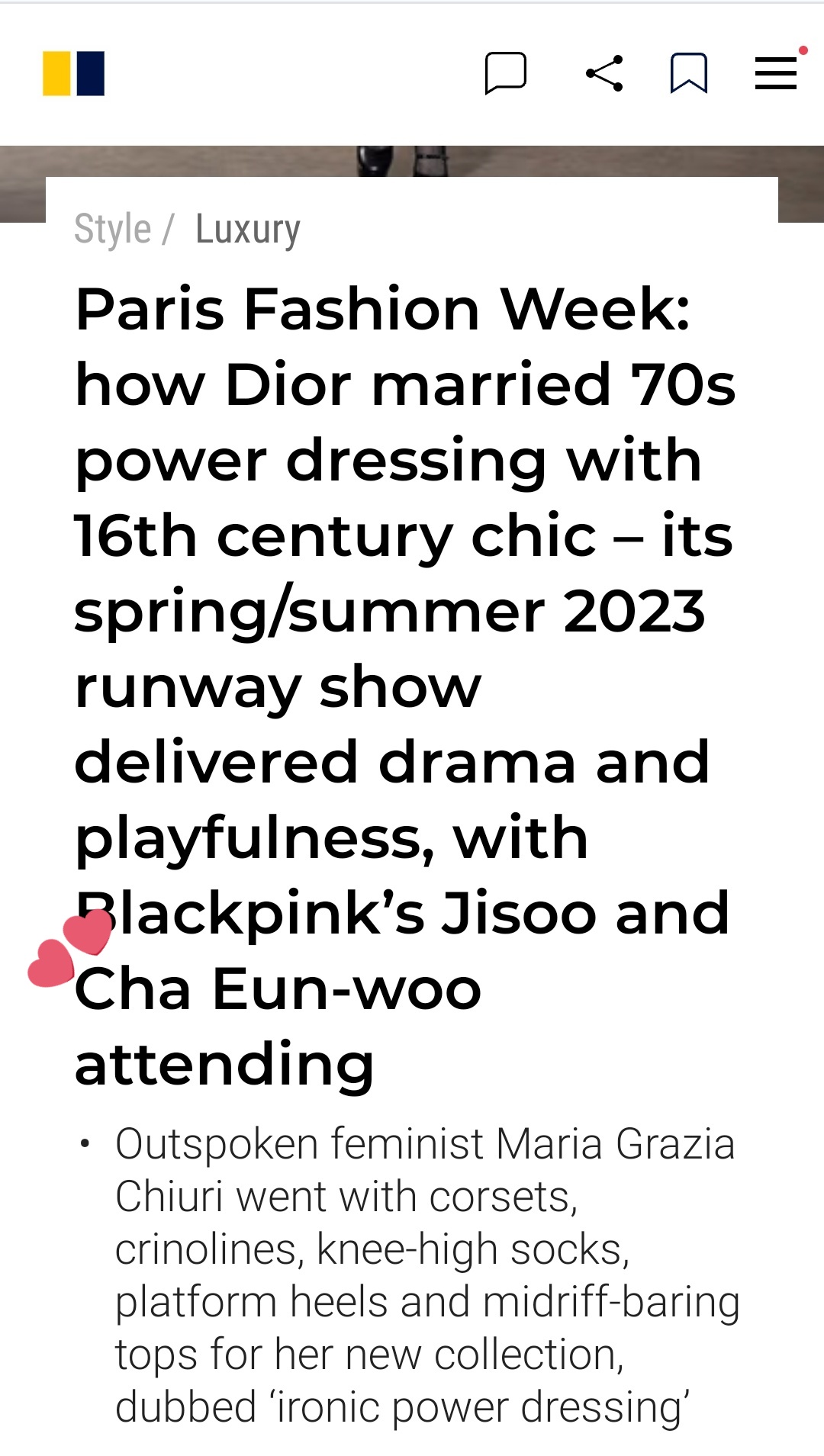 Korean star Cha Eun-woo attends Dior show during Paris Fashion Week