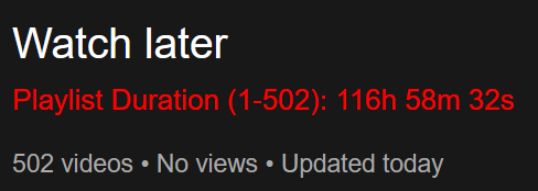 TUSF33's tweet photo. Help. I just keep adding things to my Youtube "Watch later" playlist, and never get around to it because my backlog is too huge! https://t.co/XunztjARg0