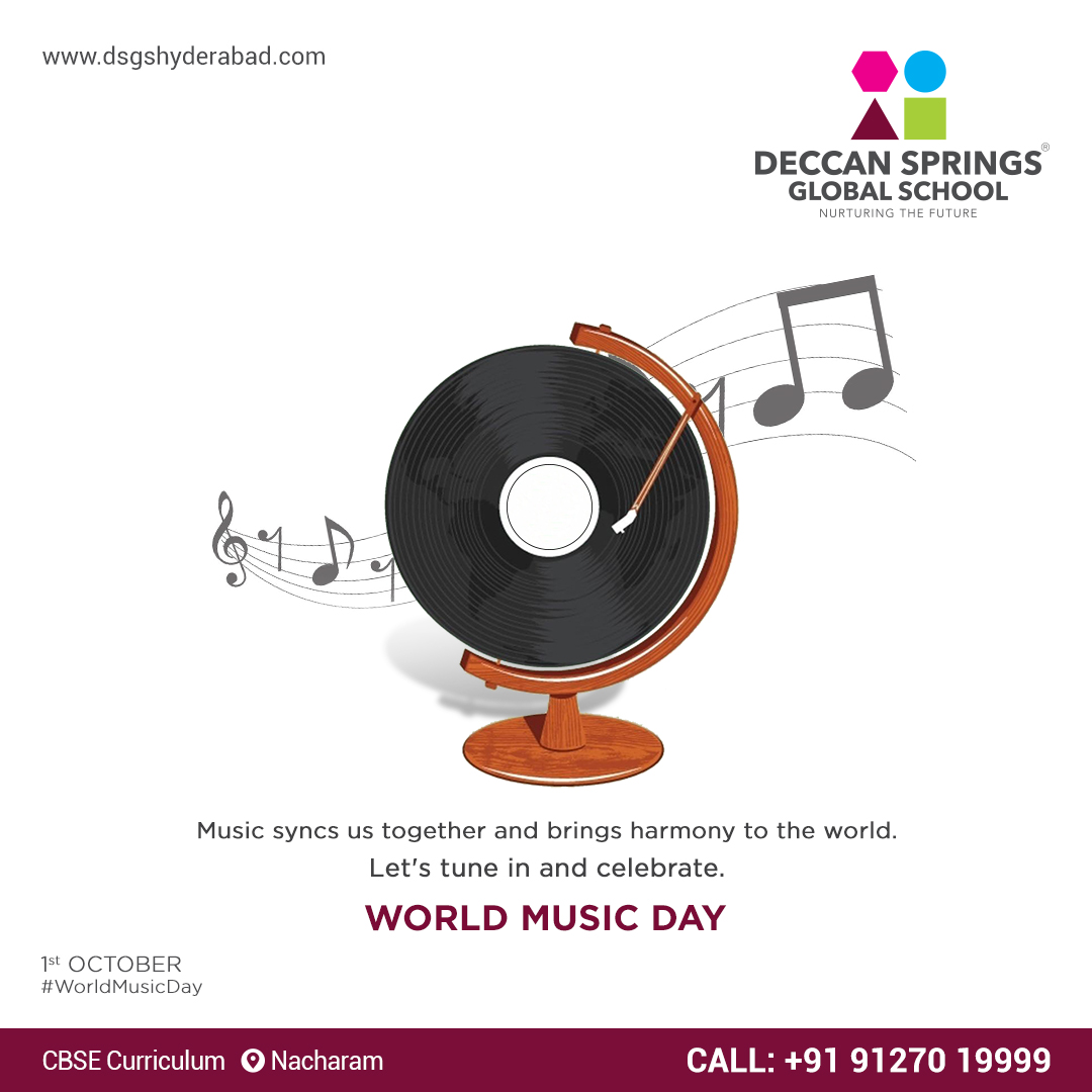 DSGSHyderabad's tweet photo. Celebrating the universal language of
mankind and one of the most utilitarian talents of the
world. Happy World Music Day.

#worldmusicday #worldmusic #musicisthemessage
#dsgs #deccansprings #musicinschool #learningmusic
#musicaltalent #MusicinIndia https://t.co/eOxeRkx4S7