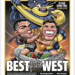 One more sleep. The battle of the west , my art for tomorrow’s cover of the ultimate #NRLGF 20 page wrap in the Sunday @dailytelegraph . Good luck gangs. @TheParraEels @PenrithPanthers @telegraph_sport @BuzzRothfield @BulldogRitchie #PARRAdise #penrithpride 