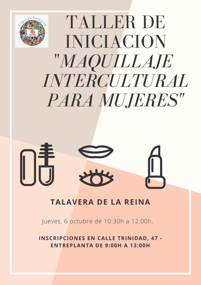 #CáritasIntegra Taller de Iniciación "Maquillaje intercultural para mujeres " gracias a <a href="/_acompartir/">Acompartir</a> en #Talavera <a href="/MigracionesTole/">Migraciones Toledo</a>