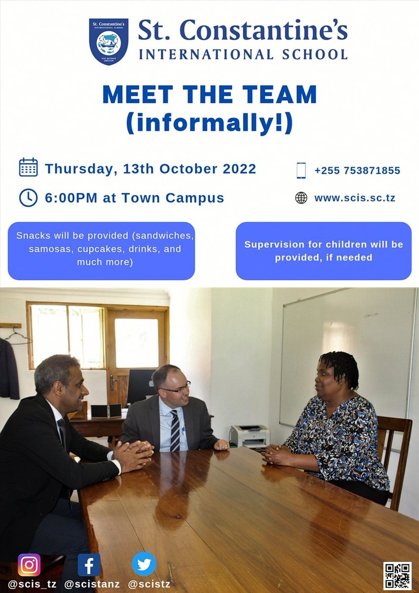 scistz's tweet photo. #SaveTheDate

We welcome you all to Town Campus on Thursday 13th October.

Come and have a one on one engagement with our Senior Leadership Team and teachers.

We hope to see you all there!

#WeAreSCIS #ProudToBeSCIS #SuccessNothingLess #SCISFamily #MeetTheTeam https://t.co/3YpEocCBVt