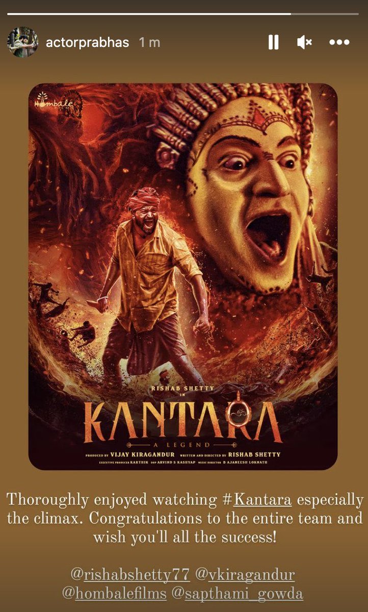 Karthik1423's tweet photo. Prabhas Sir ❤️❤️❤️❤️ @hombalefilms @shetty_rishab #KantaraDivineBlockbuster https://t.co/qGopwOBQW9