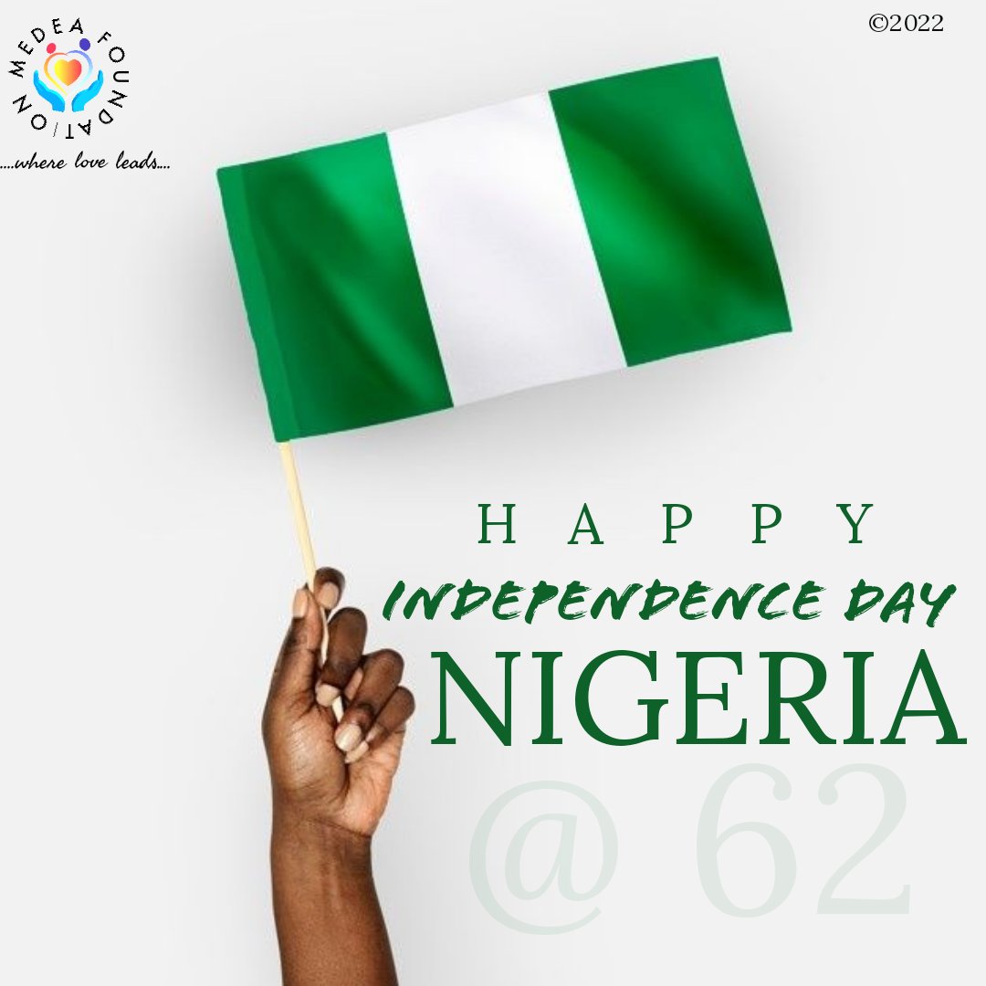 MedeaFoundation's tweet photo. From Struggle... To Freedom... To Progress. NIGERIA moves forward. Celebrating with you the Beauty of our people: Unwavering strength, infectious joy, unshakeable resilience, and Vibrant Culture! 
HAPPY INDEPENDENCE DAY.

#MedeaFoundation #IndependenceDay
#October1st
#Nigeria https://t.co/wvmIequvvc