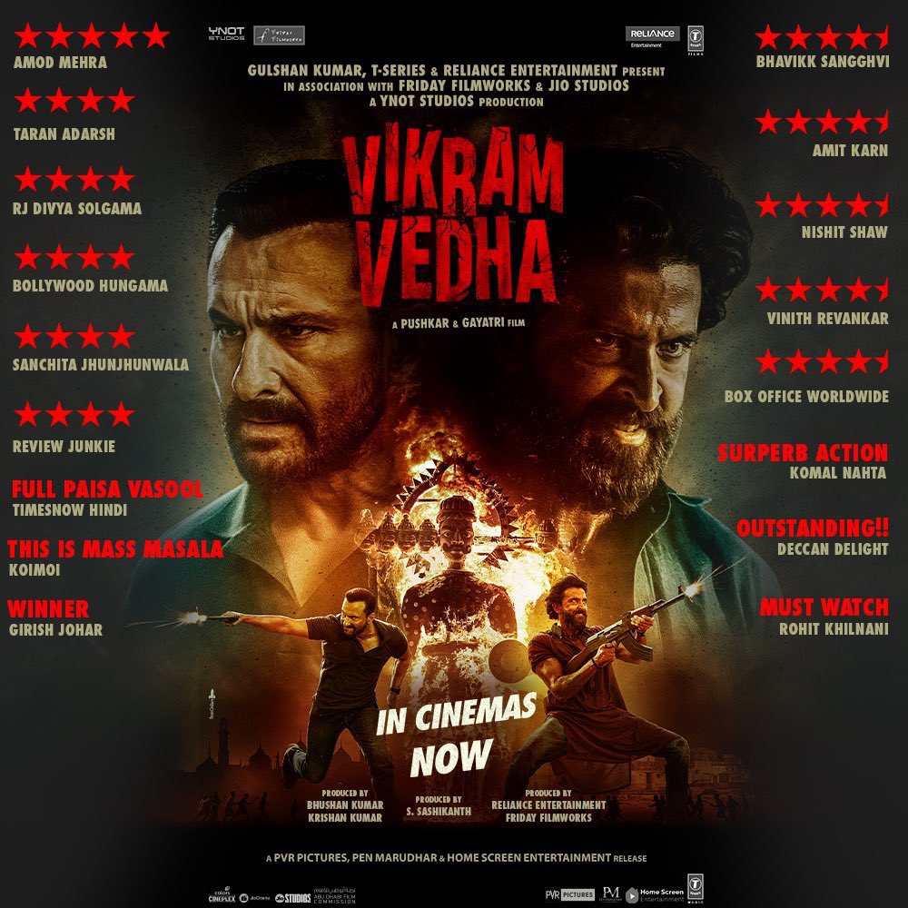 reviewjunkie12's tweet image. Thank You 🙏 

#HrithikRoshan #VikramVedha #RelianceEnt