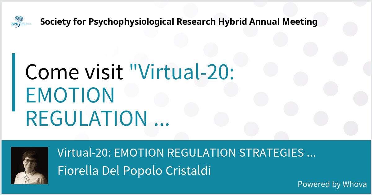 Come check out our Poster at Society for Psychophysiological Research Hybrid Annual Meeting. #2022SPR - via #Whova event app

⁦<a href="/TheRealSPR/">TheRealSPR</a>⁩ ⁦⁩⁦<a href="/francafranchini/">Michela Sarlo</a>⁩ ⁦<a href="/GioMento/">Giovanni Mento</a>⁩