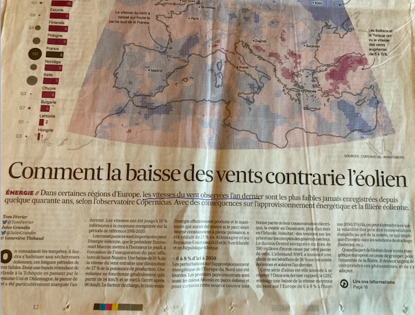 pascalperri's tweet photo. L'Europe victime d'une "sécheresse" éolienne peut-être durable. Privée de vent &amp; de gaz russe, l'Allemagne va distribuer 200Mds de bouclier énergétique pour amortir le choc de prix,de quoi financer 10 EPR. A ce jour 60% de l'énergie allemande est fossile. Gouverner c'est prévoir! https://t.co/VhZJvDmzQk