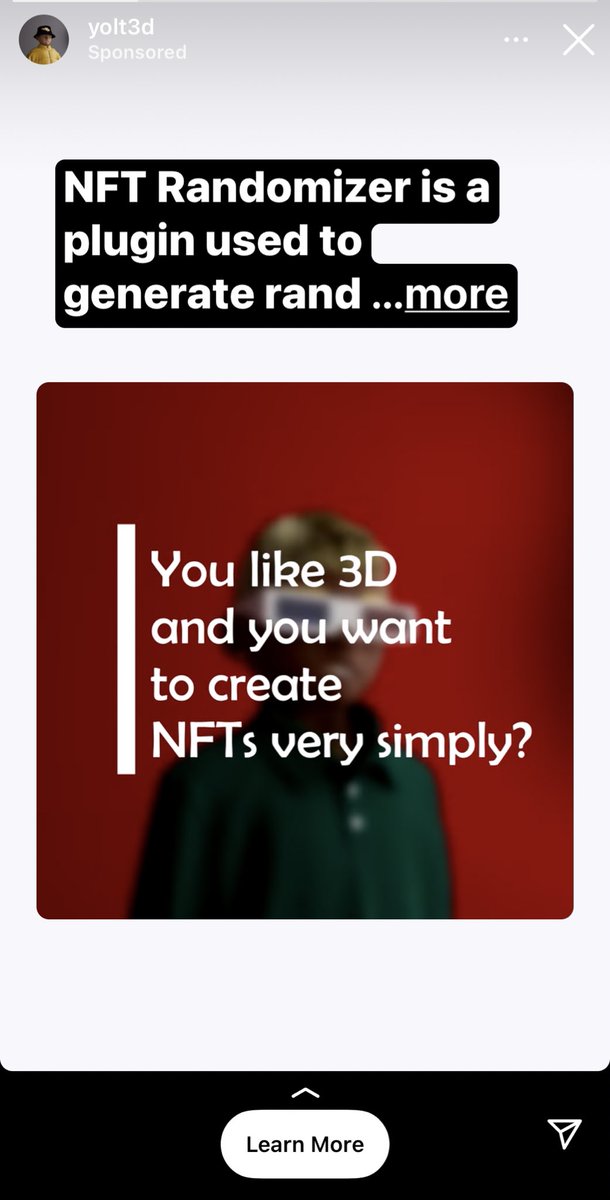 Wow. I spent my weekend at a Crypto event and now Instagram is serving me Ads to generate my own NFTs. 
STOP SPYING 🕵🏻‍♀️ (But great ad focus 
so thanks 😛) #torn #nfts #spooky