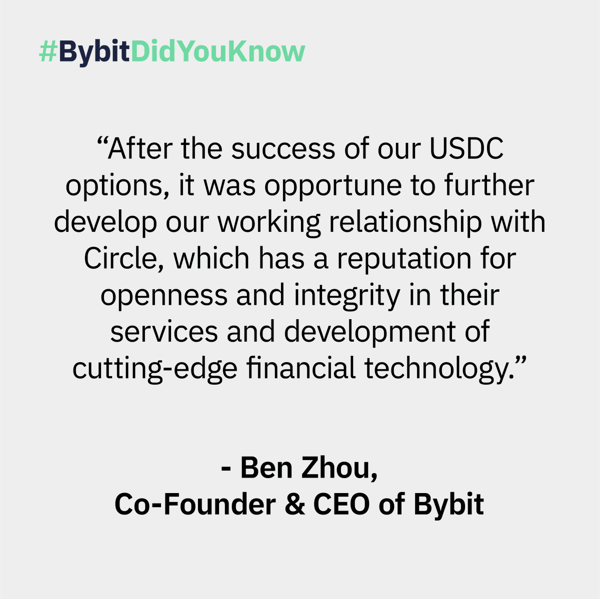 Bybit_Official's tweet photo. ๐ค A monumental partnership for the books!
๐ Stay tuned for more USDC products on Bybitโs one-stop crypto ecosystem!
๐ฑ Follow us for more weekly crypto trivia! Read the full announcement here: https://t.co/UCgBqV8b34 #BybitDidYouKnow #DidYouKnow https://t.co/siPy76qGXd
