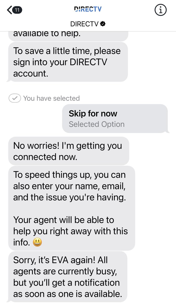 BackcauseofElon's tweet photo. It took 8 hours for someone to get back to me about #NFLSundayTicket outage. I used the chat from the Sunday Ticket website. Then was told they couldn’t help me and gave me another number to call 🙄… but 8 hours!  I had forgotten I started a chat! https://t.co/2O1Kg4gHWt