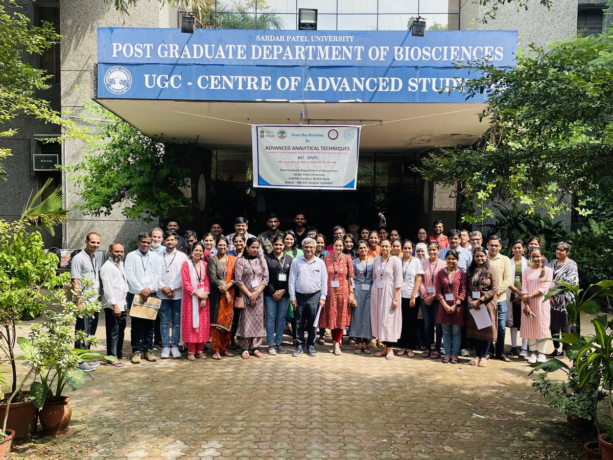 spunivgujarat's tweet photo. DST- STUTI Seven Day National Workshop on "Advanced Analytical Techniques"
#Workshop #SPU #VVnagar #SPU2022 #SPUpdate https://t.co/pKKocNnaan