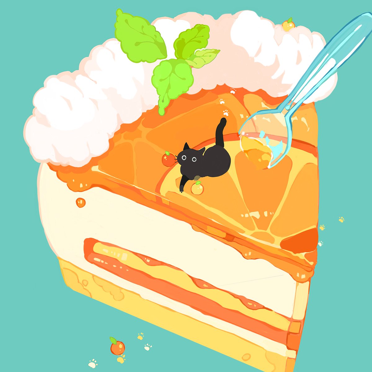 「#猫 #イラスト「オレンジケーキ」 」|3℃のイラスト