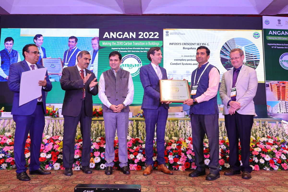 AwardsNeerman's tweet photo. ‘Infosys CRESCENT SEZ Ph-1’ building at #bengaluru was awarded under the ‘Business Category’ by the jury for @beeindiadigital NEERMAN Awards at ANGAN 2022 on 15th of September 2022.

Congratulations to @Infosys team for the feat!

#lowenergy #energyefficient #sustainable #energy https://t.co/5wMB3bR8xk