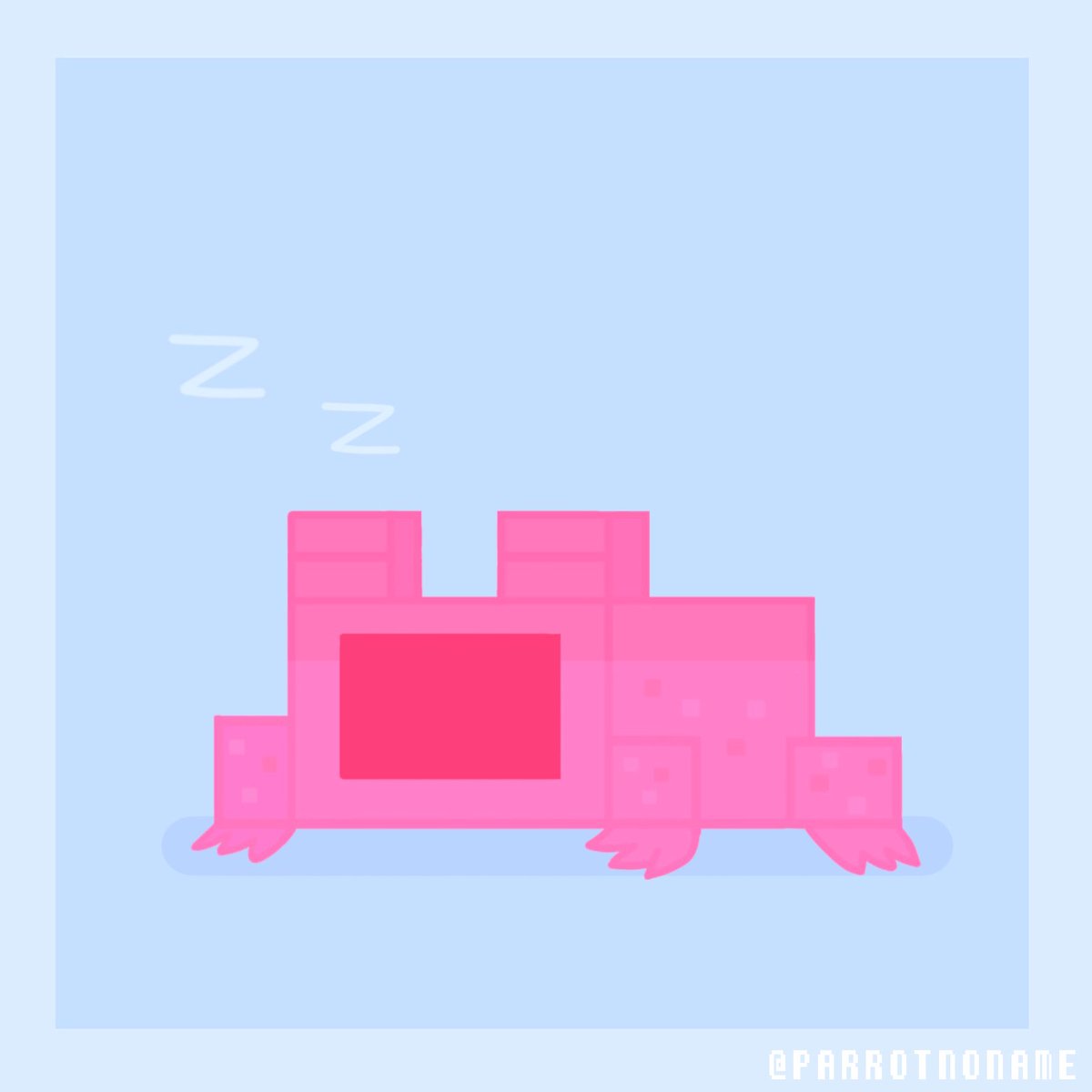 ParrotNoname's tweet photo. Be quiet! Mobbo Frog is sleeping now!
#Minecraft #Mobbo #MinecraftFrog #digitalart https://t.co/JY3RmkaPIh