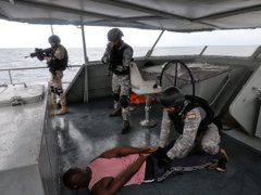 timesofindia's tweet photo. INS Tarkash mission-deployed in the Gulf of Guinea (GoG) for anti-piracy operations participated in a Joint Maritime Exercise with Nigerian Navy Patrol Ships NNS Kano, #Osun, #Sokoto & #Nguru on 12th & 13th September: #IndianNavy https://t.co/m8aySR3FgD