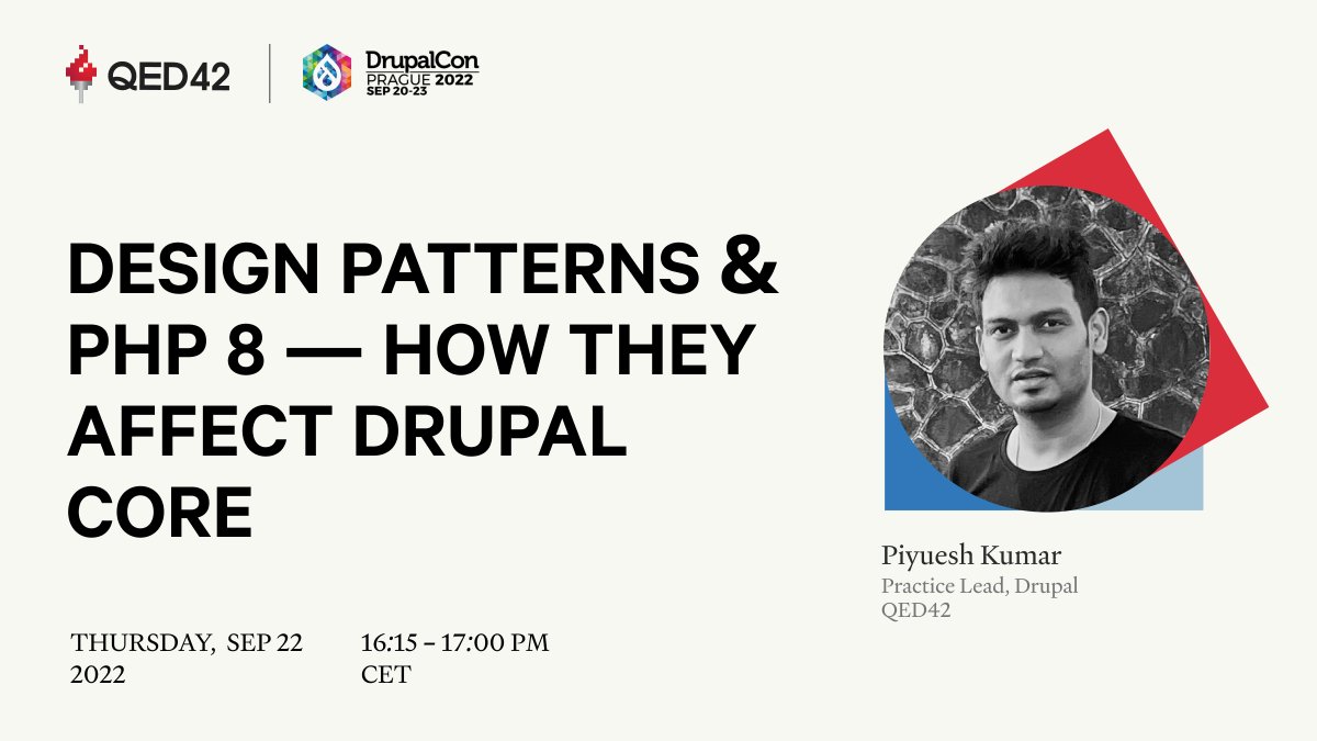 🗓️ Planning your #DrupalConPrague schedule? 
Don’t miss our exciting session on the amazing new design features of #PHP8 in a #Drupal core. 

👉 Join <a href="/piyuesh23/">Piyuesh kumar</a> on September 22 at <a href="/DrupalConEur/">DrupalCon Rotterdam 2026</a> – bit.ly/3xyu0cX