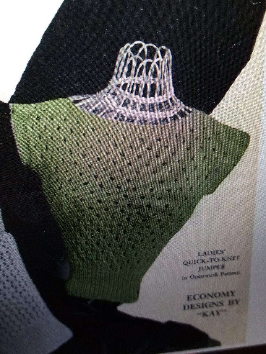 KnittedPanda's tweet photo. Second of the 50s rockabilly style jumpers hand knitted! Love this openwork pattern 💙 #knitting #MadewithMarriners #marrinercosy #marrinermonday #vintage https://t.co/9TFyxiMgqF