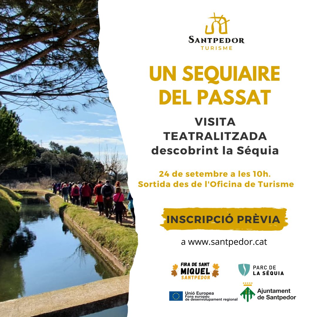 ajsantpedor's tweet photo. 📢PLACES EXHAURIDES a la visita teatralitzada 'Un sequiaire del passat', en el marc de la Fira de Sant Miquel i amb la col·laboració del @parcdelasequia
#FSM2022 #firasantmiquel #santpedor https://t.co/l2t6vbT46l