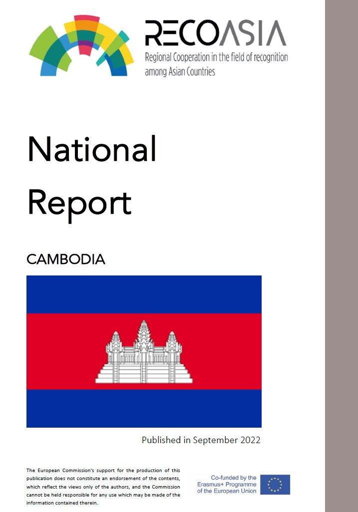 CIMEA_Naric's tweet photo. [RecoASIA series/2] The series of the @EUErasmusPlus project #RecoASIA continues with the National Report from Cambodia🇰🇭giving insight on the education system and qualification #recognition procedures in place. Find out more here👇

📘Full text available: https://t.co/WxibivOpSr https://t.co/167DI2uCfg