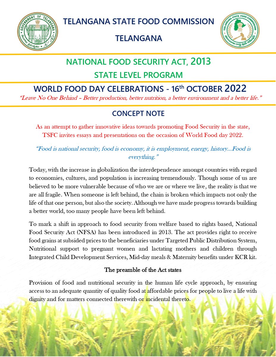 Telangana State Food Commission tweet media