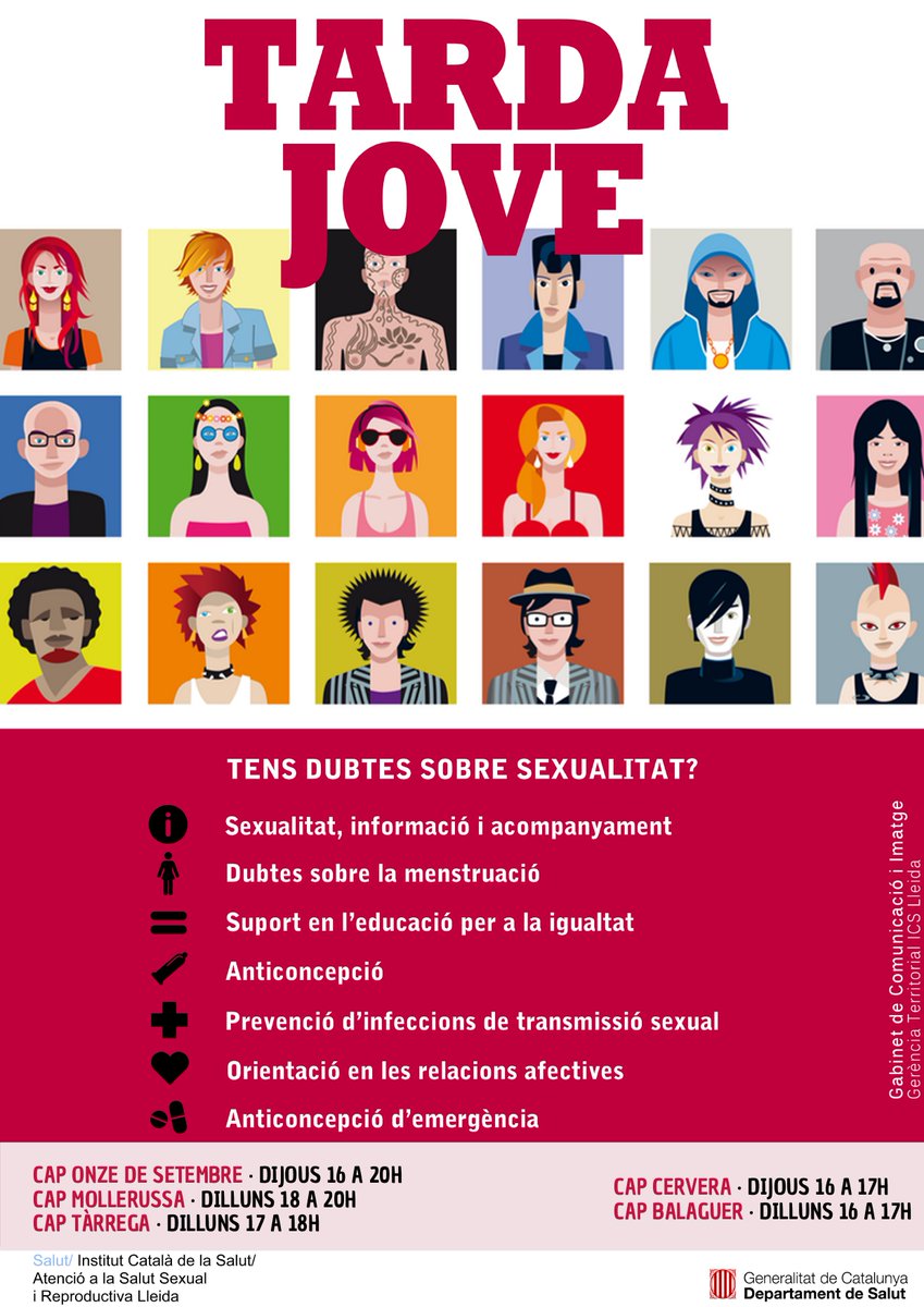 🧑‍💻Si ets menors de 26 anys i vols parlar d'aspectes relacionats de la teva sexualitat, t'esperem a la "Tarda Jove".

📱Pots venir sense demanar cita prèvia, trucar al 634689624 o sexejoves.gencat.cat

#EAPBalaguer #EAPTàrrega #EAPPlaUrgell @eapcervera #EAPOnzedeSetembre