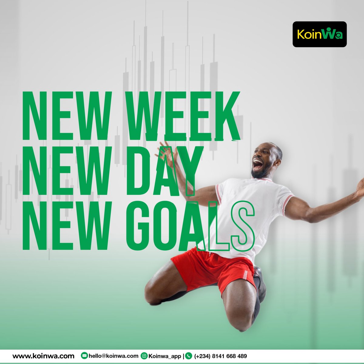 KoinwaA's tweet photo. A new week to go all out and achieve your goals.
A new week to triumph
A new week to do great exploits.
Happy new week from KoinWa.
#Mondaymorning #nfts #investing #RushHour #BBNaija #SheggzFC #bryannxvibryannts #Hermes #btc #queensfuneral #AtletiRealMadrid #JohaDance https://t.co/8KSi0Nieii