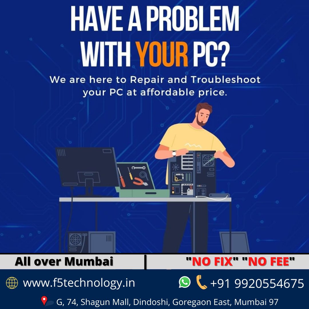 f5technologys's tweet photo. Computer &amp; Laptop Repair Shop in Mumbai at Home/Office Service

WhatsApp 📞 https://t.co/SExveb5tYA
🌐 Visit: https://t.co/Ofct8N9RS8

#f5technology #computerrepair #laptoprepair #laptoponrent #imacrepair #macbookrepair #Macbookrepair #MacBook #computerbuyer  #laptop #goregaon https://t.co/9FVY7D7dE0