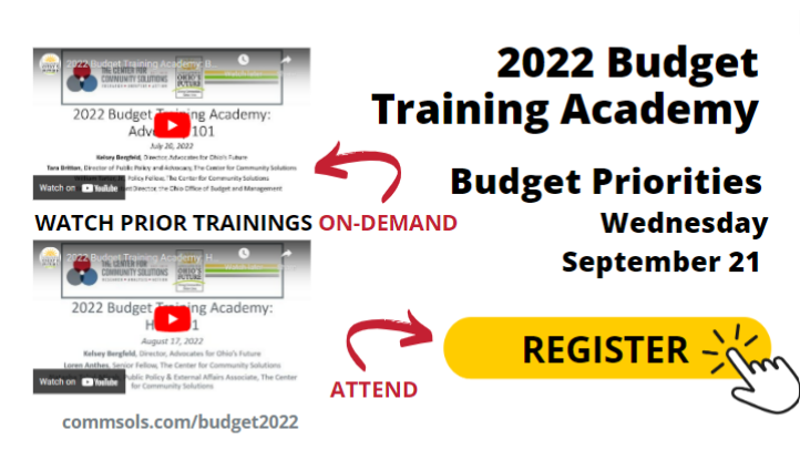 CommunitySolsED's tweet photo. State Budget Priorities training this Wednesday! Speakers will include representatives from @One_Ohio_Now; @DisabilityRtsOH, HCBS Coalition; 
@COHHIO; @OhioPovertyLaw; @CDF_Ohio, and the Ohio Children’s Budget Coalition https://t.co/9DsSkGFDti https://t.co/cOGPKnC4dN