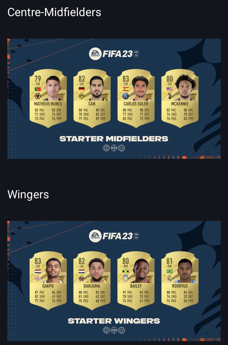 eafc13aladdin's tweet photo. 【コスパ有力選手紹介】
FIFA23開幕でコスパスカッドで戦いたい人向けの選手になります。これらの選手は覚えておいて損はなしです!
是非FIFA23プレイ予定の方はTwitterフォロー宜しくお願い致します🤲これからFIFA23関連のツイート増えます!
#FIFA23 #コスパ #futgg #fut https://t.co/Q1eWxxqciK