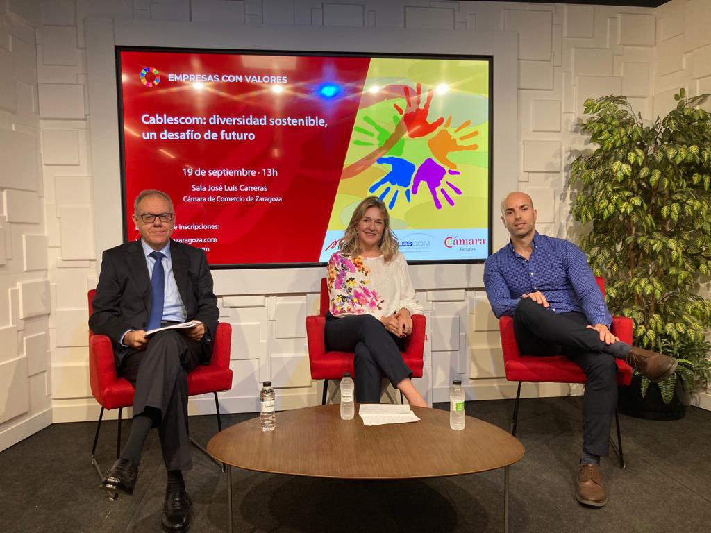 Cablescom's tweet photo. Ya comenzamos con la jornada #Cablescom: diversidad sostenible, un desafío de futuro” en la @camarazaragoza👏
Intervienen: Isabel Banzo, directora de RRHH, Antonio Bernal, director financiero, y Daniel Castán Burillo, responsable de Exportación. https://t.co/3MZlq3OoAa