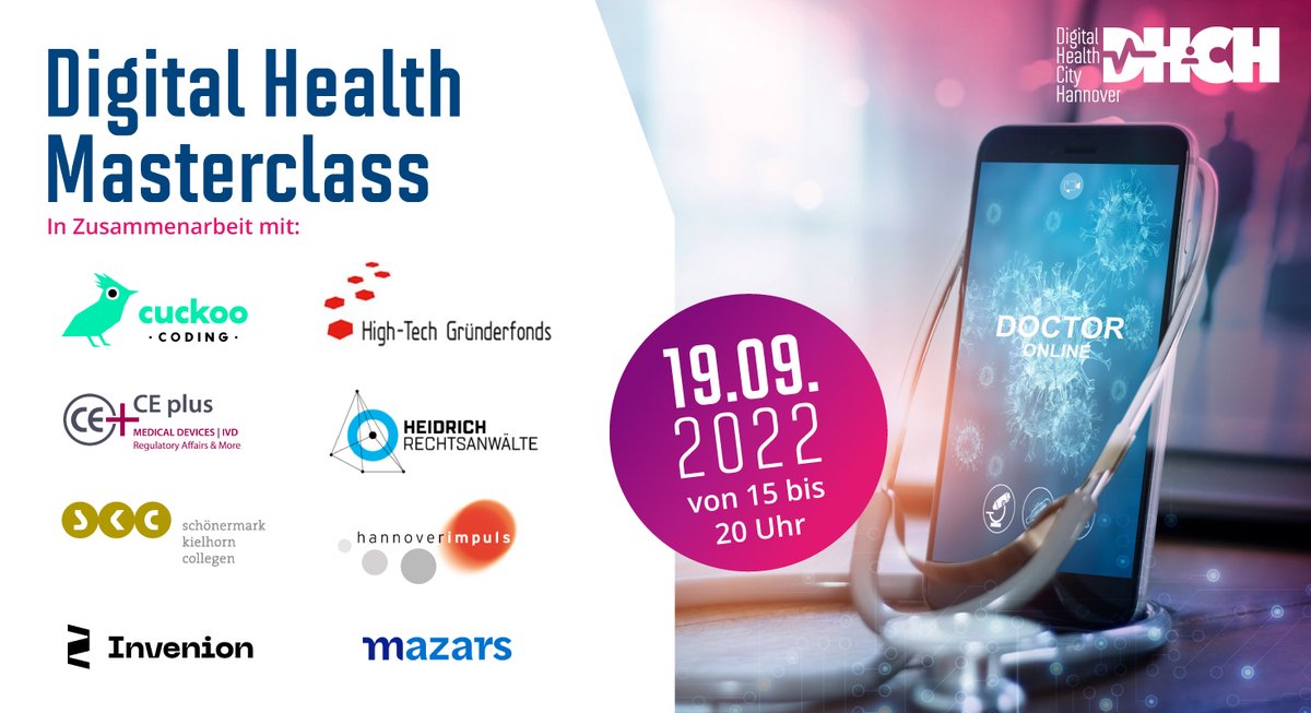 Digital_NDS's tweet photo. Die #DigitalHealth Masterclass sorgt für #Klarheit❗️
An 5 Tagen im September stellt sich die Initiative #DHCH @hannoverimpuls mit verschiedenen Expert/-innen Herausforderungen bei der Entwicklung von Digitalen Gesundheitsanwendungen🩺💡
Hier anmelden 👇
https://t.co/WaAbBByr8k https://t.co/hcZsft3QGb