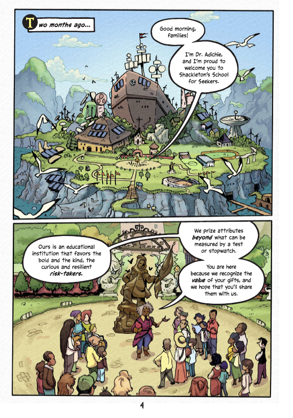 JanaWritesComix's tweet photo. Today, our new original series SEEKER SOCIETY debuts on @epic4kids! Co-written w/ super famous comic book writer @KyleDHiggins &amp; my friend of 25 years), art by @Zackules &amp; color by Whitney Cogar @smashpansy. X-Men meets Lost, but make it Indiana Jones (for kids). https://t.co/DWPeqLY4IE