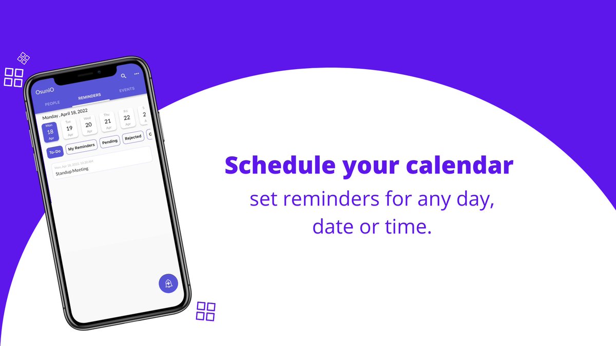 OsuniOapp's tweet photo. Schedule and share your calendar and events with your family and friends.
Visit our Website- https://t.co/sS4CUmdipG
#app #reminderapp #alarm #alarmapp #family #friends https://t.co/UABkkPkrEv