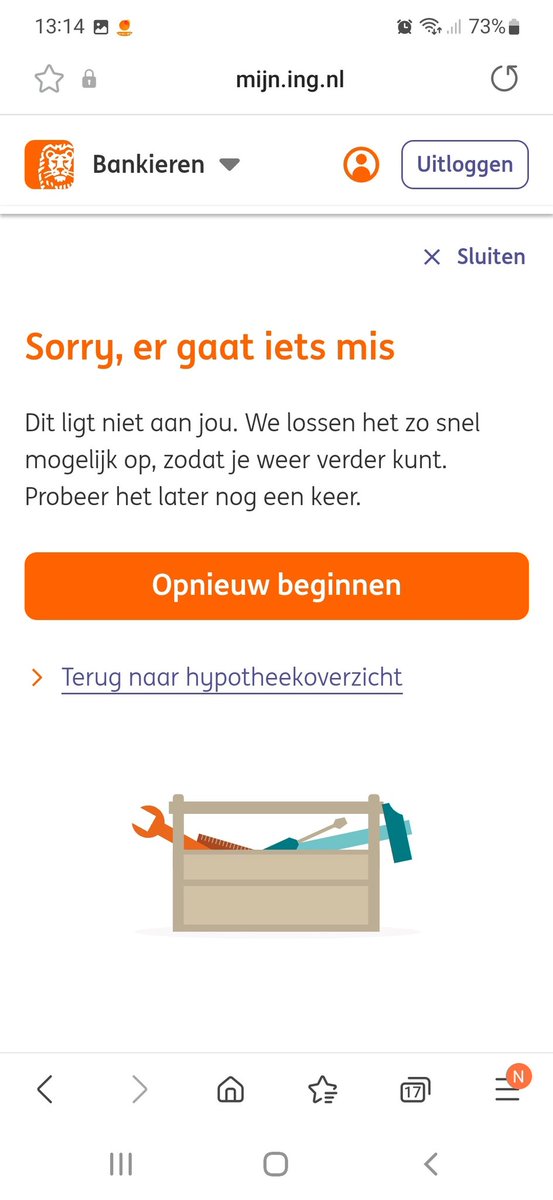 airsides's tweet photo. @ingnl De "extra aflossen" optie op je hypotheek op de website werkt al 2 dagen niet. Zijn jullie hiervan op de hoogte? https://t.co/RU8fHrbVoh