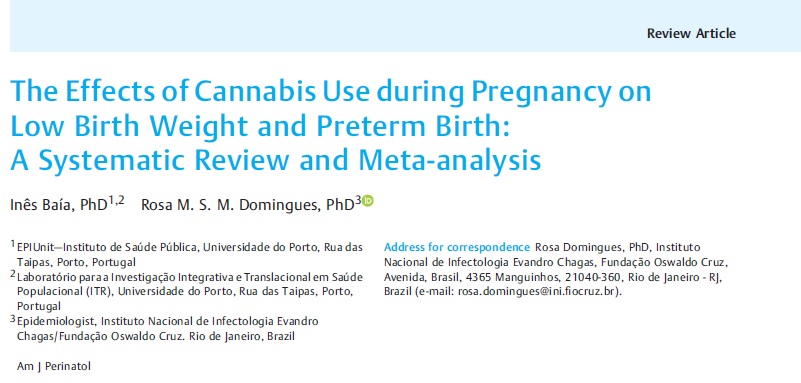 It is finally published our systematic review and meta-analysis about the effect of cannabis during pregnancy. Important work and collaboration with <a href="/rosadomingues/">rosa</a> <a href="/ISPUP/">ISPUP</a>  #cannabis #pregnancy #lowbirthweight #preterm <a href="/AmJPerinatology/">AmJPerinatology</a> pubmed.ncbi.nlm.nih.gov/35901851/