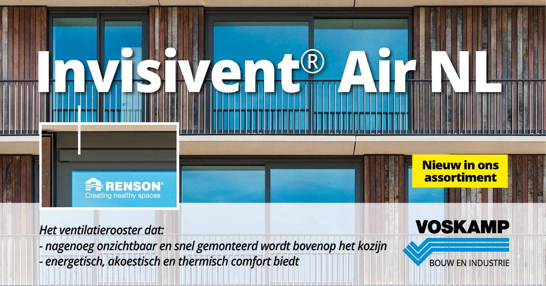 Nieuw in ons assortiment: de Invisivent® Air NL ventilatierooster van Renson!
- Nagenoeg onzichtbaar en snel gemonteerd op het kozijn
- Biedt energetisch, akoestisch en thermisch comfort

Meer info: bit.ly/3LnfPgC

#InvisiventAirNL #ventilatieroosters <a href="/RensonWorldwide/">RENSON</a>