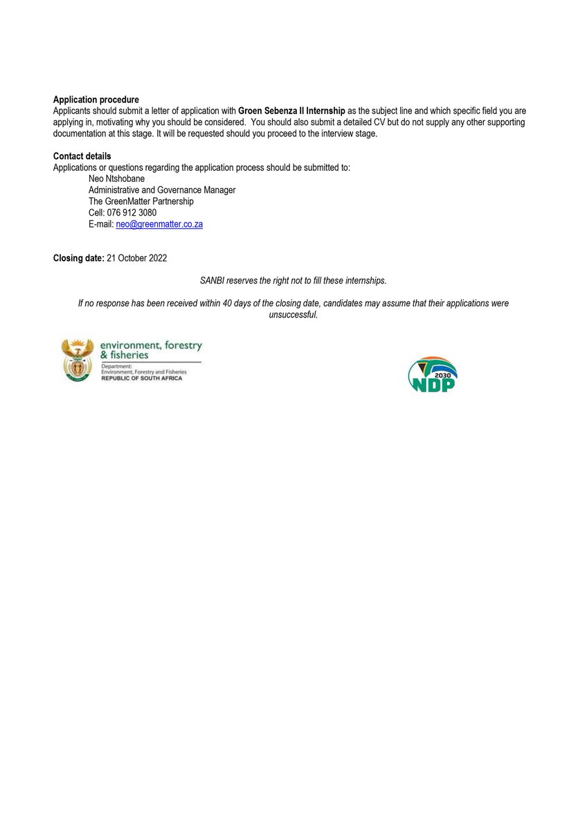 Internship Opportunity at GreenMatter. 3 positions are available. The closing date is 21st October 2022