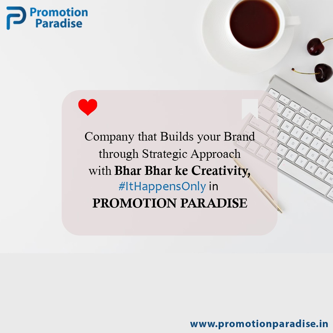 Do you also want to grow your Brand through Creative & Strategic Approach ❓
Connect with Us Promotion Paradise  for 'Bhar Bhar ke Creativity' for your Brand Growth
#promotionparadise #creativeapproach #brandidentity #brandgrowth #digitalmarketing  #strategicapproach #creativity