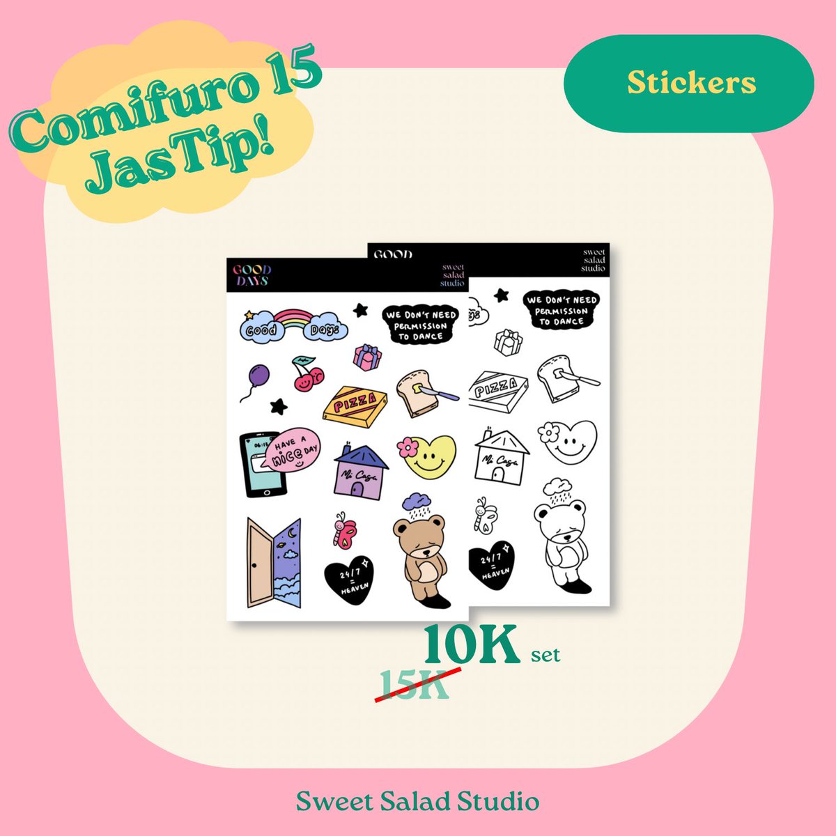 sweetsalad_'s tweet photo. Buat yang mau titip goods sweetsalad bisa banget ya! Tinggal DM aja mau goods yg mana ^^ Nanti kita bisa meet up langsung ya!! 

#comifuro15 #cf15
#comifuro15catalog https://t.co/YjTe959vwj