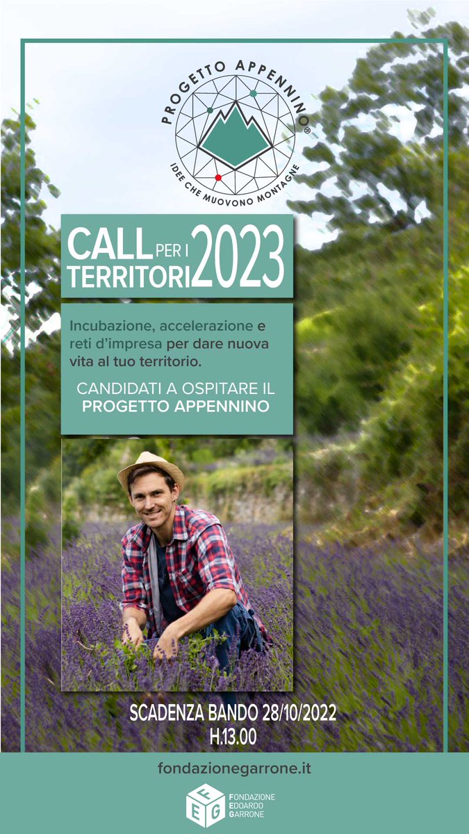 ➡️"Call per i territori" per ospitare l'edizione 2023 di #ProgettoAppennino <a href="/FondEdoGarrone/">Fondazione Garrone</a> 
Se vuoi candidare il tuo territorio, partecipa al #webinar oggi alle 14.30.
➡lnkd.in/dW6dGy3D