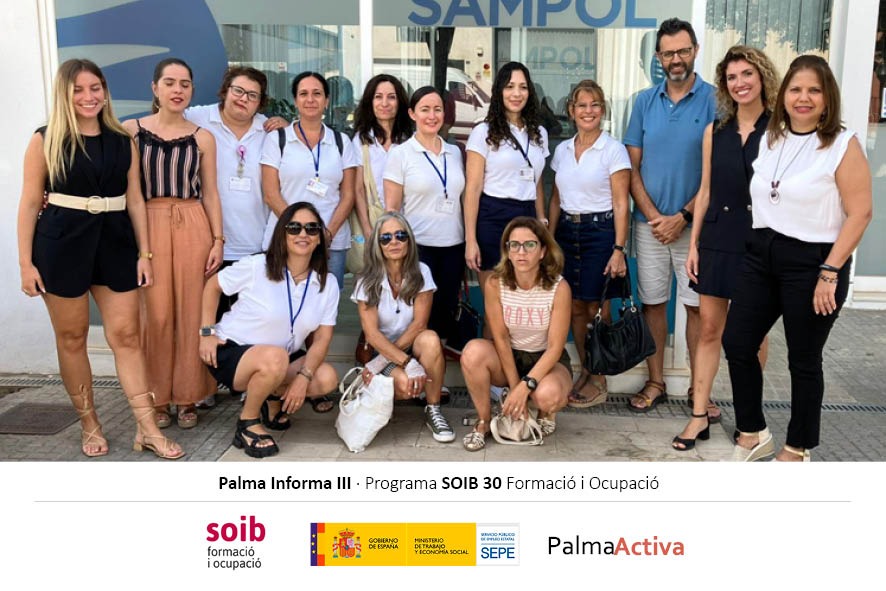 PalmaActiva's tweet photo. L’alumnat treballador del programa SOIB 30 Formació i Ocupació Palma Informa III (programa finançat amb fons del SOIB mitjançant Conferència Sectorial) ha visitat les instal·lacions de l’empresa Sampol. 

 #SOIB30ProgramesMixts
 #SOIB30 https://t.co/NhQDEKrBW3