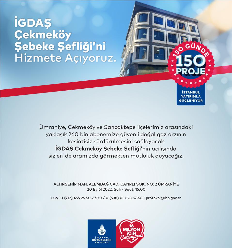 Dr_MBulentOzmen's tweet photo. İGDAŞ Çekmeköy Şebeke Şefliğimizi yarın açıyoruz. Ümraniye, Sancaktepe ve Çekmeköy ilçelerimize hizmet verecek şebeke binamızın açılışına değerli İstanbulluları bekleriz🧿
#150gunde150proje https://t.co/si2d9eEeQU
