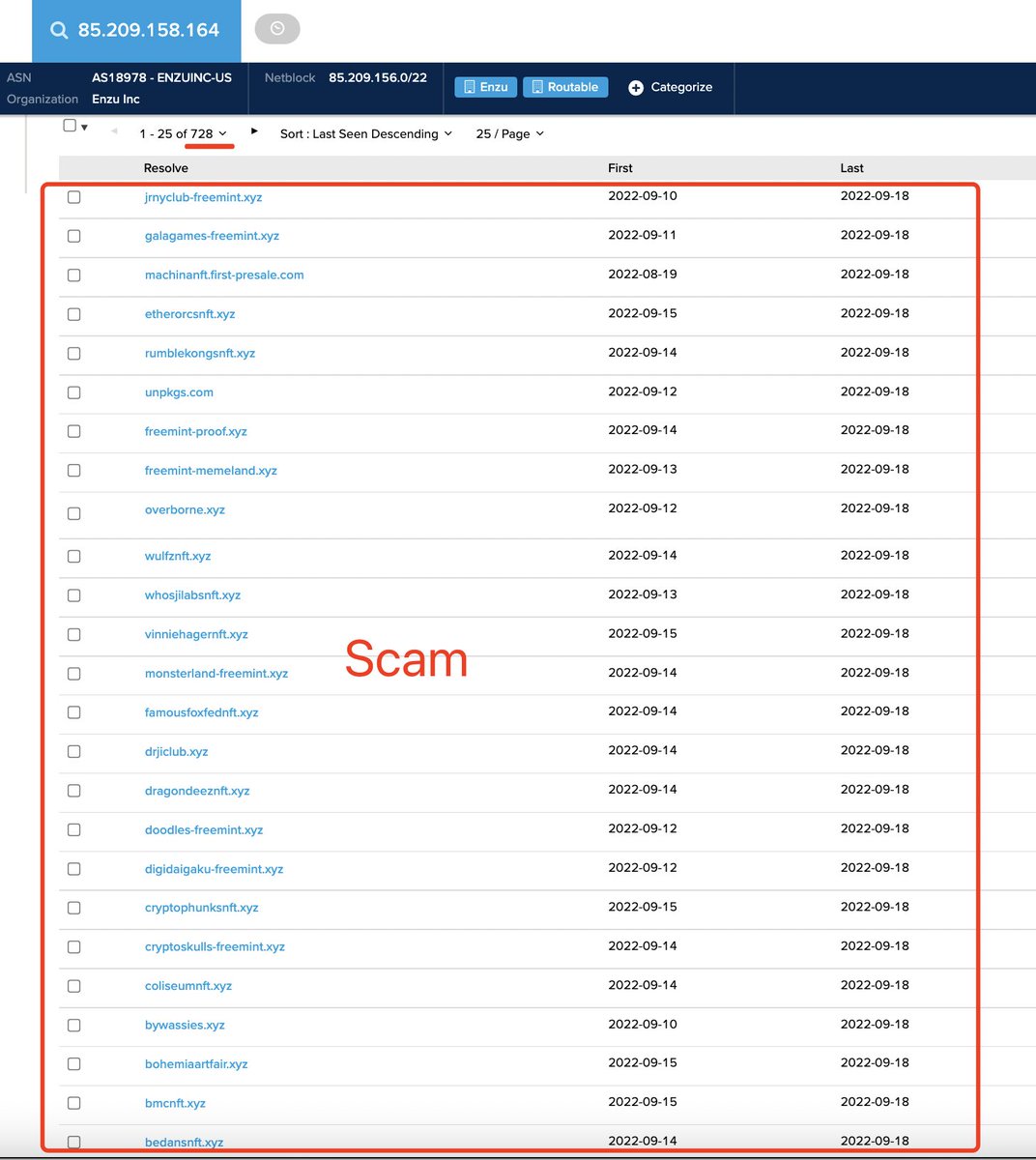 ⚠️ There are 728 phishing scam sites on this IP
Scam site: 
Metascannft[.]xyz
<a href="/evilcos/">Cos(余弦)😶‍🌫️</a>  <a href="/PhantomXSec/">Phantom X</a> <a href="/SlowMist_Team/">SlowMist</a> <a href="/1c4m3by/">͔̤͎̝̣͈̩̤͈̭̯̪̟̻͓̪͙̼̬̠̹̙̖̫̰̪̻̦̩̻̟̦͖̲̰̘̜̣̖̤͙͖͎̻̩͍̤̱͍</a>