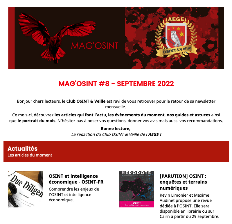 magosint's tweet photo. 🔎 [#MAGOSINT] C'est le retour de la newsletter du Club #OSINT &amp; Veille !
👉 Retrouvez les articles @OsintFr, @ProjetFOX, la prochaine formation @openfacto, notre défi #GEOINT par @ozint_eu et l'itw du CEO de @Sindup par le @Portail_IE
↪️https://t.co/38ss97wLe4 https://t.co/YXZMYwuETM