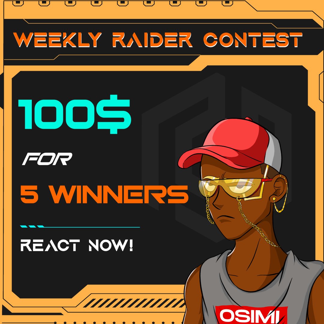 Osimicity's tweet photo. #OsimiCity WEEKLY RAIDER CONTEST - React to EARN 💸💸

🎁 100$
🏆 5 Winners
📅 Sep 19 - Sep 25

How to win ⁉️
👉 FL @Osimicity and join https://t.co/Tl9bQPKkjD
👉 LIKE, RT, Reply all @Osimicity tweets
👉 REACT to posts on Discord
👉 Post proof

Read rules📍https://t.co/XiWFbpIkp6 https://t.co/jtOV7WmZz9